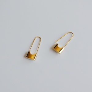 18K Gold Plated Safety Pins Londyn Lock Earrings